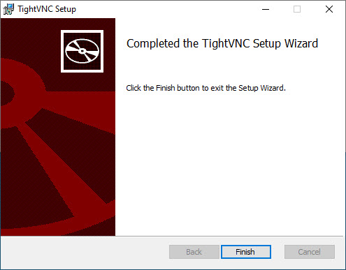 Completed the TightVNC Setup Wizard